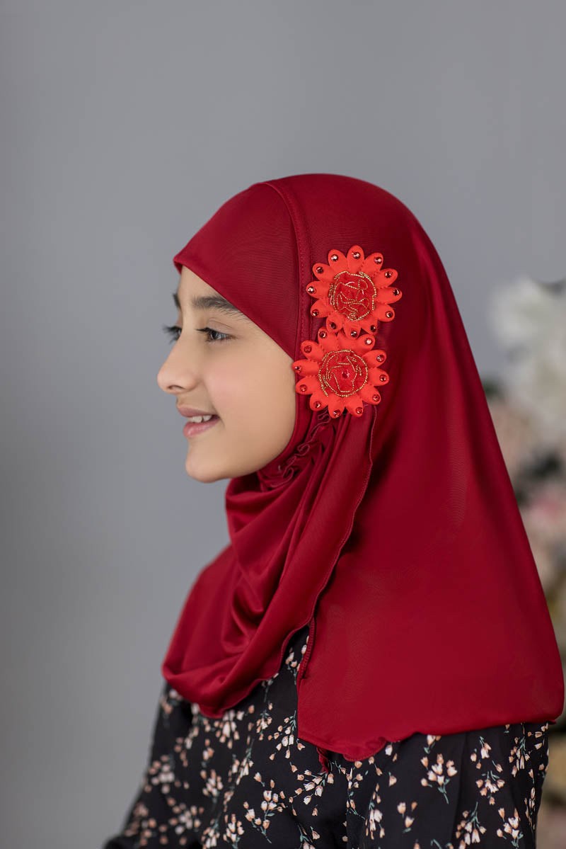 Zayaan Girl Hijab - Cherry Red