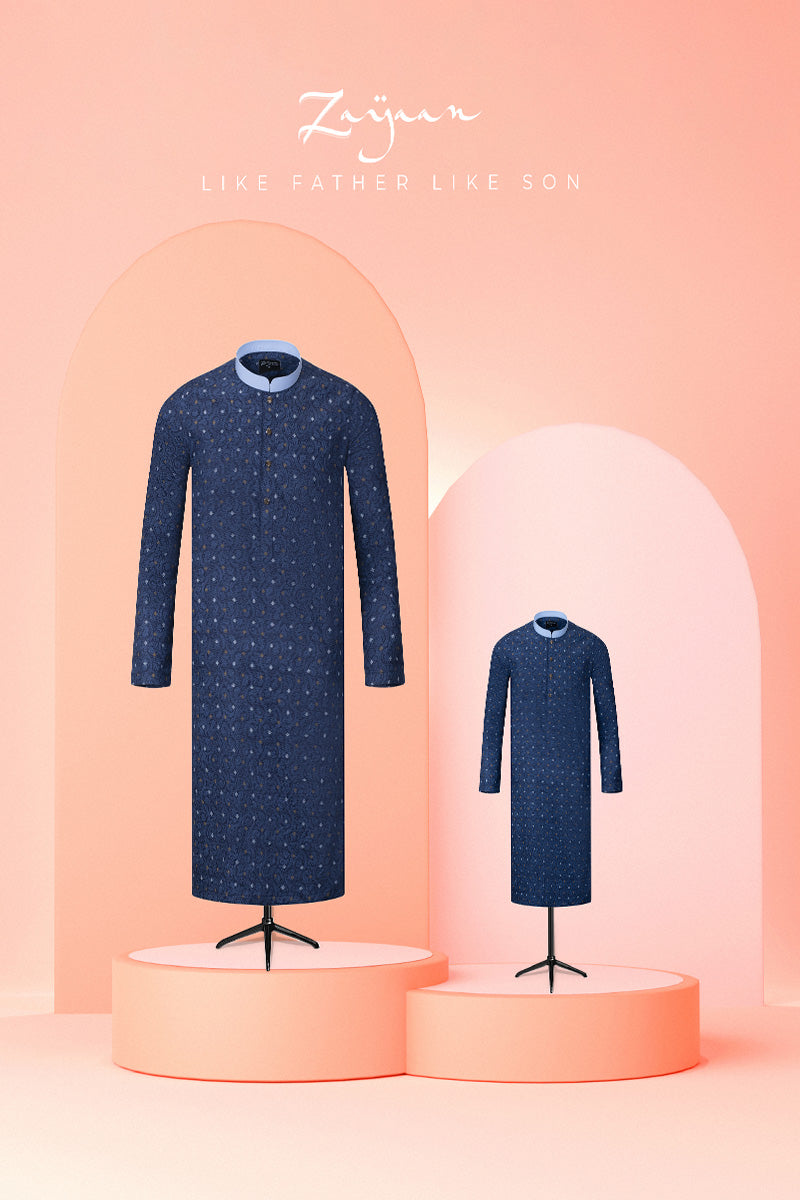 Father Son  | Combo Punjabi |  Navy Blue